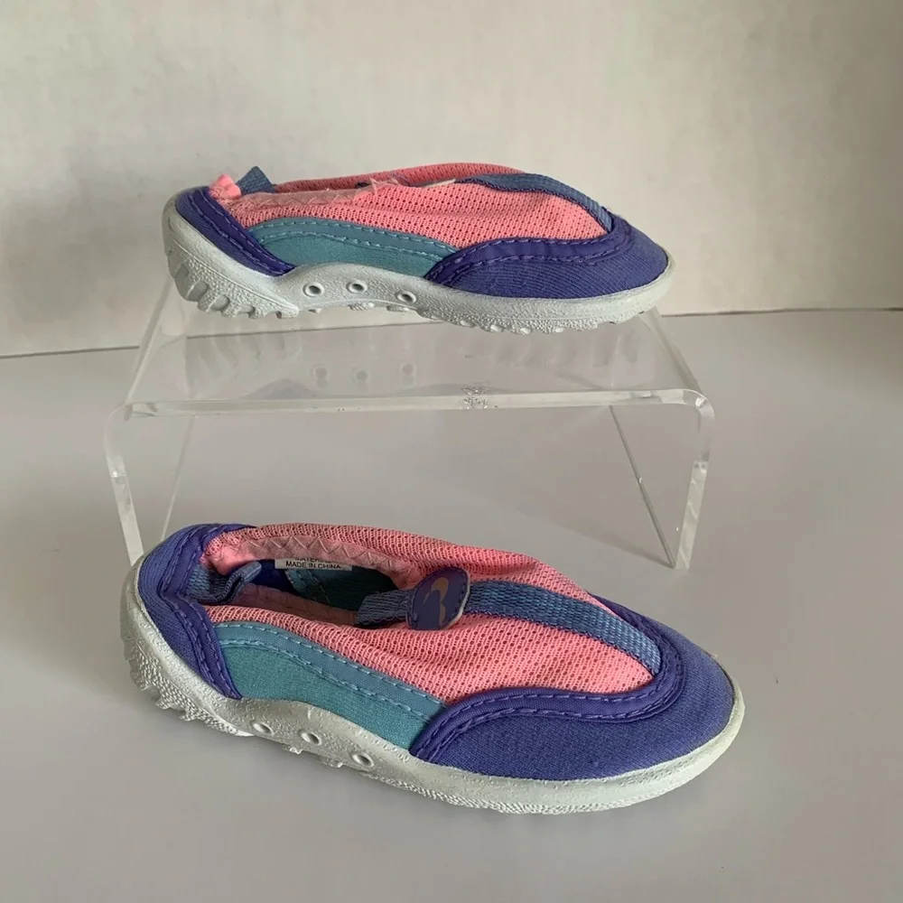 Prospirit Water Shoes Baby Girls Size 7 Blue Pink Pool Rubber Non-Slip Bottom
